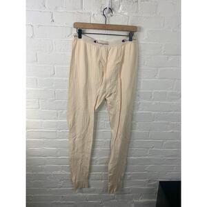Champion Men's Elastic Waist Duofold Thermal Tights Sweatpant Beige Size L